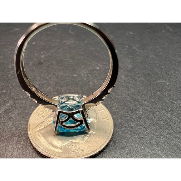 Vintage 14K White Gold Cushion Cut CZ Engagement Ring Size 7 - Picture 5 of 16